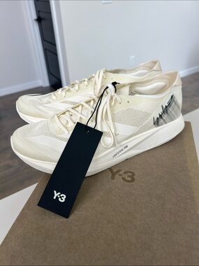 Y-3 adidas adizero takumi sen 10 cream and black sneakers size 9.5